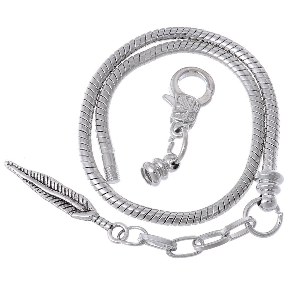 3625 5pcs 8.3" Lobster Clasp Feather Pendant Snake Chain European Charm
